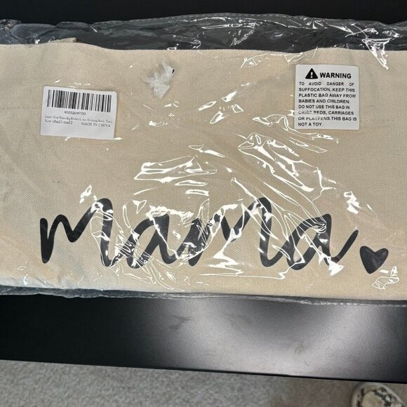 TOTE BAG Mama Bag Tote Double Handle Snap Closure Canvas Carryall NEW - Picture 2 of 3